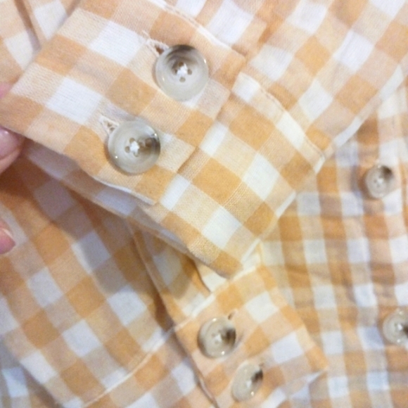 Gingham Buttery Yellow Check Soft Button Down Shirt - Picture 4 of 8